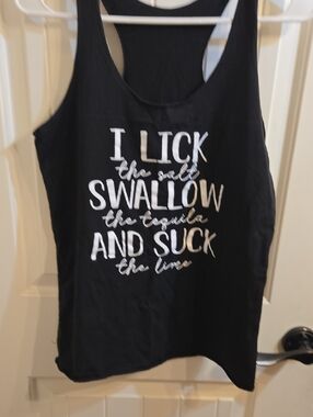 Black Graphic Tank with White Script